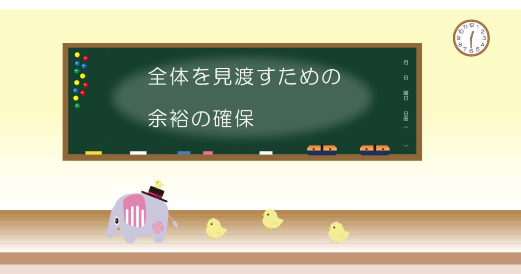 全体を見渡すための余裕の確保　黒板　画像