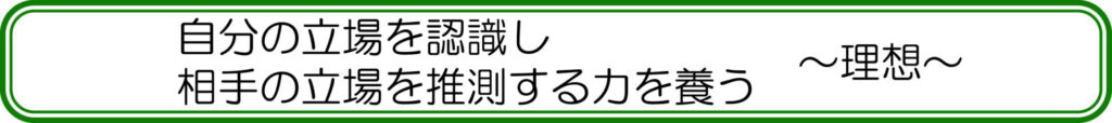 自分の立場を認識し相手の立場を推測する力を養う　～理想～