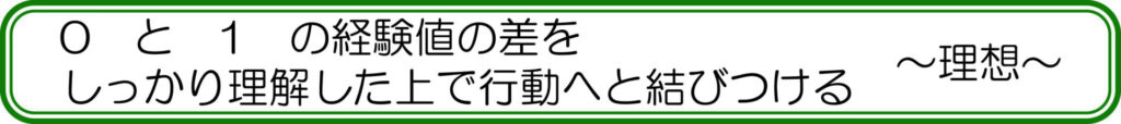 0　と　1　の経験値の差をしっかりと理解した上で行動へと結びつける　～理想～